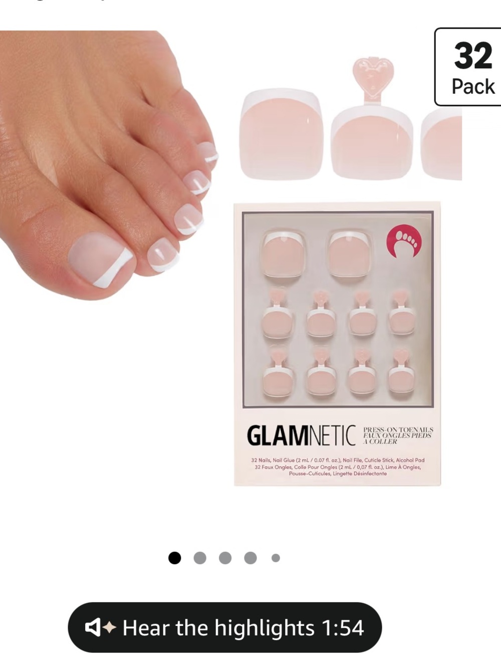Glamnetic Classic French Tip Press-On Toenails - MaDamn